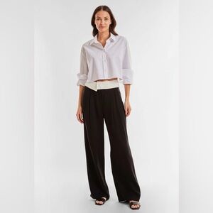 NWT The Noli Shop Soho Black Foldover Trousers, Size 6